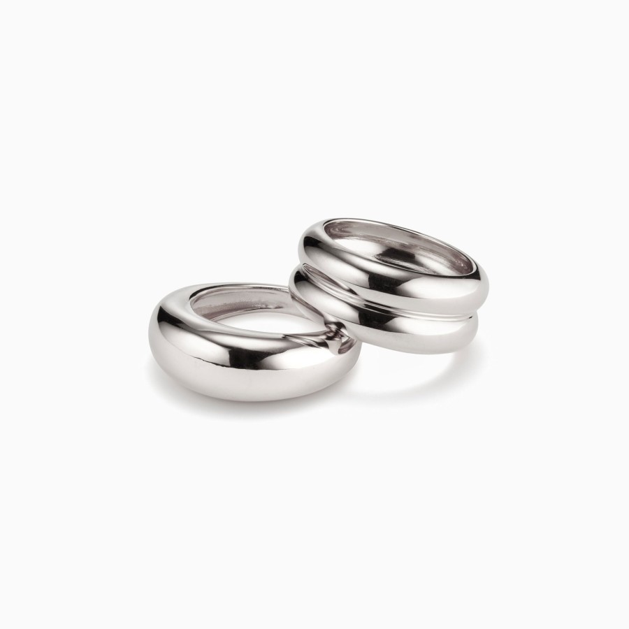 Rings AGMES | Domed Ridge Ring Set Sterling Silver