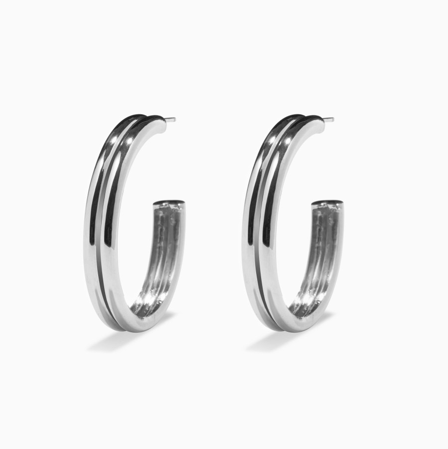 Earrings AGMES | Large Double Ridge Hoops