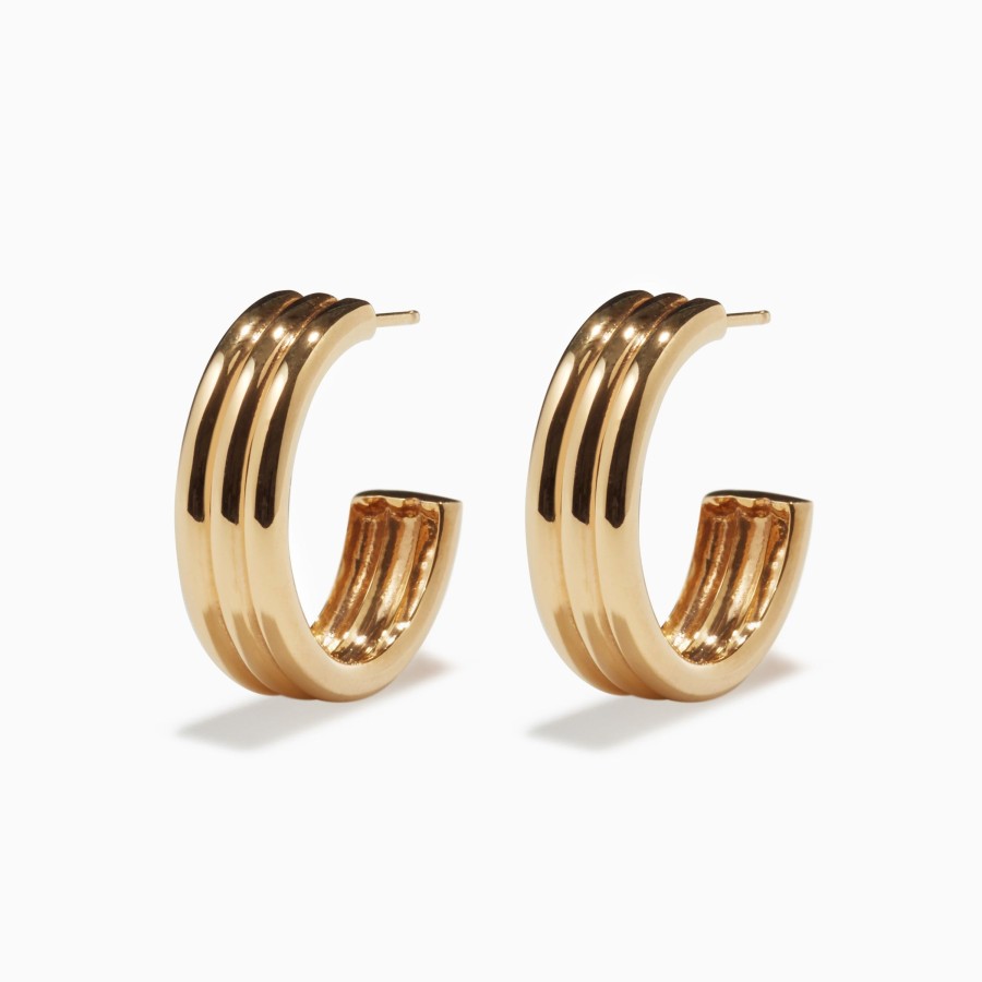 Earrings AGMES | Medium Triple Ridge Hoops